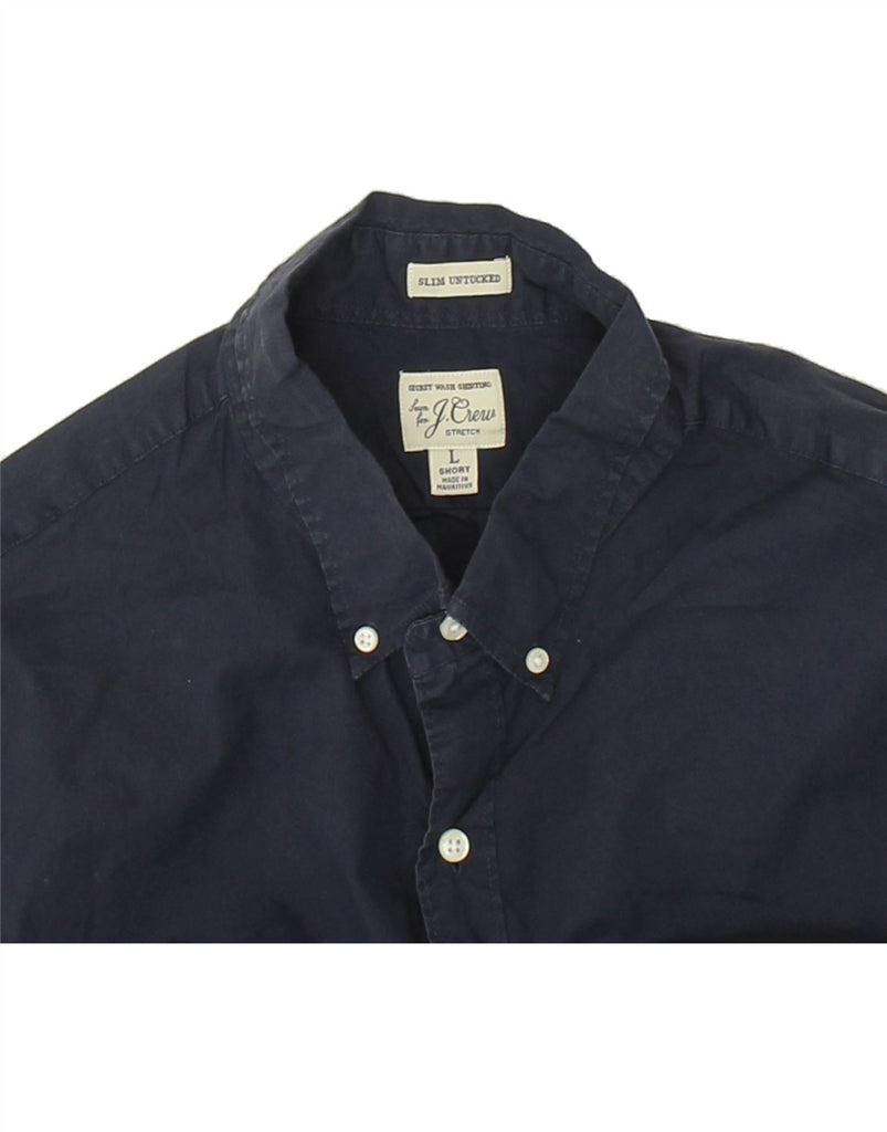 J. CREW Mens Short Slim Shirt Large Navy Blue Cotton | Vintage J. Crew | Thrift | Second-Hand J. Crew | Used Clothing | Messina Hembry 