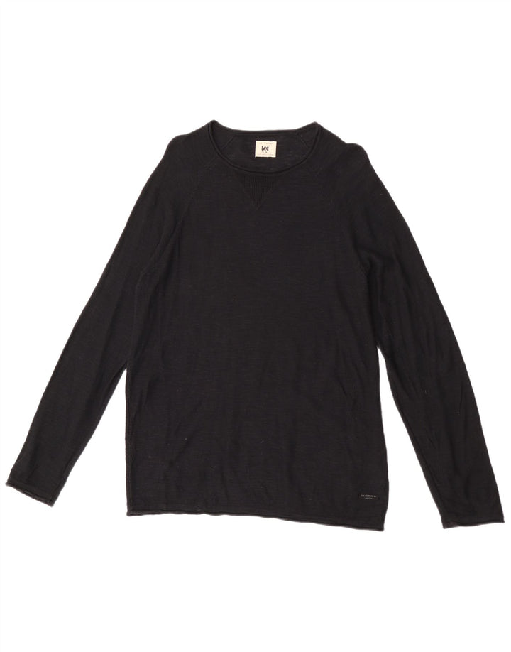 Lee Mens Crew Neck Jumper Sweater Small Black Cotton