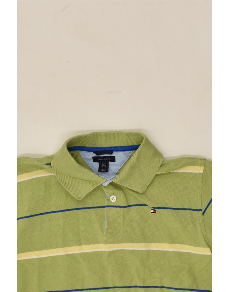 TOMMY HILFIGER Boys Polo Shirt 8-9 Years Small  Green Striped Cotton | Vintage Tommy Hilfiger | Thrift | Second-Hand Tommy Hilfiger | Used Clothing | Messina Hembry 