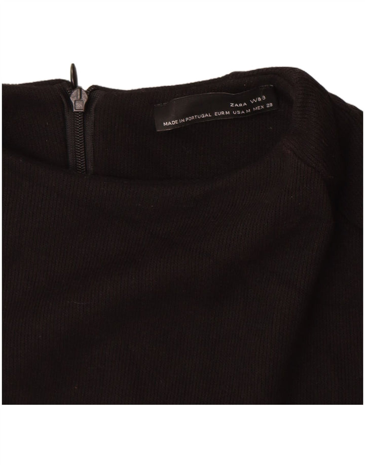 Zara Womens Jumper Dress UK 12 Medium Black Cotton