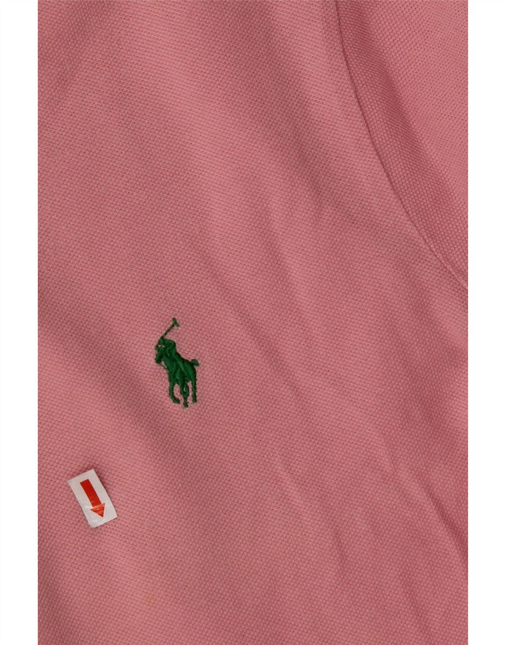 POLO RALPH LAUREN Mens Custom Fit Long Sleeve Polo Shirt Large Pink Cotton