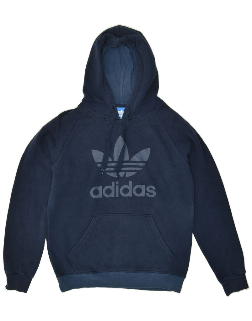 ADIDAS Mens Graphic Hoodie Jumper Medium Navy Blue Cotton | Vintage Adidas | Thrift | Second-Hand Adidas | Used Clothing | Messina Hembry 