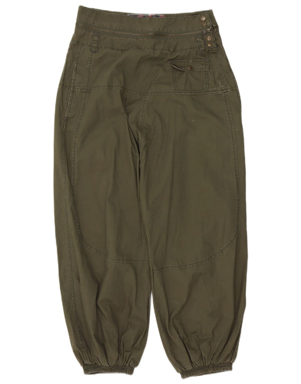 Desigual Womens Graphic Harem Trousers EU 38 Medium W28 L20 Khaki Floral