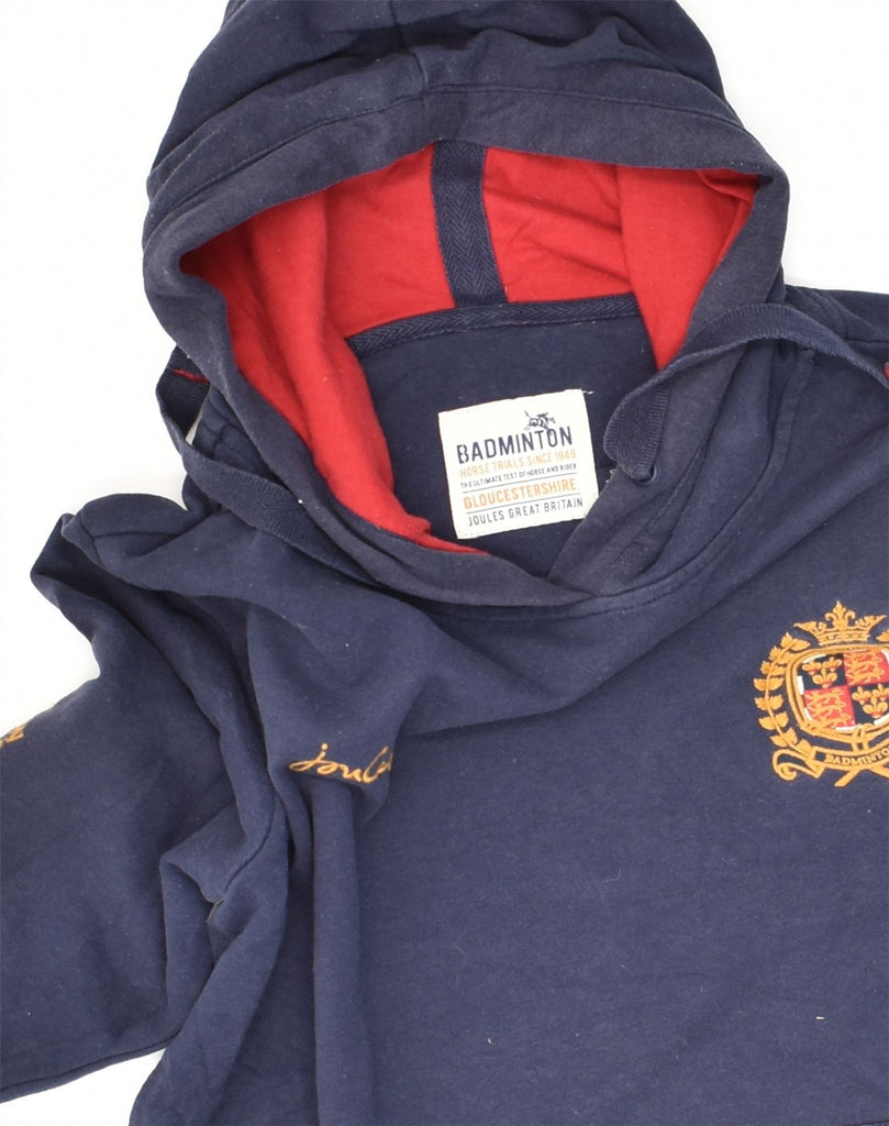 JOULES Womens Graphic Hoodie Jumper UK 10 Small Navy Blue Cotton | Vintage Joules | Thrift | Second-Hand Joules | Used Clothing | Messina Hembry 