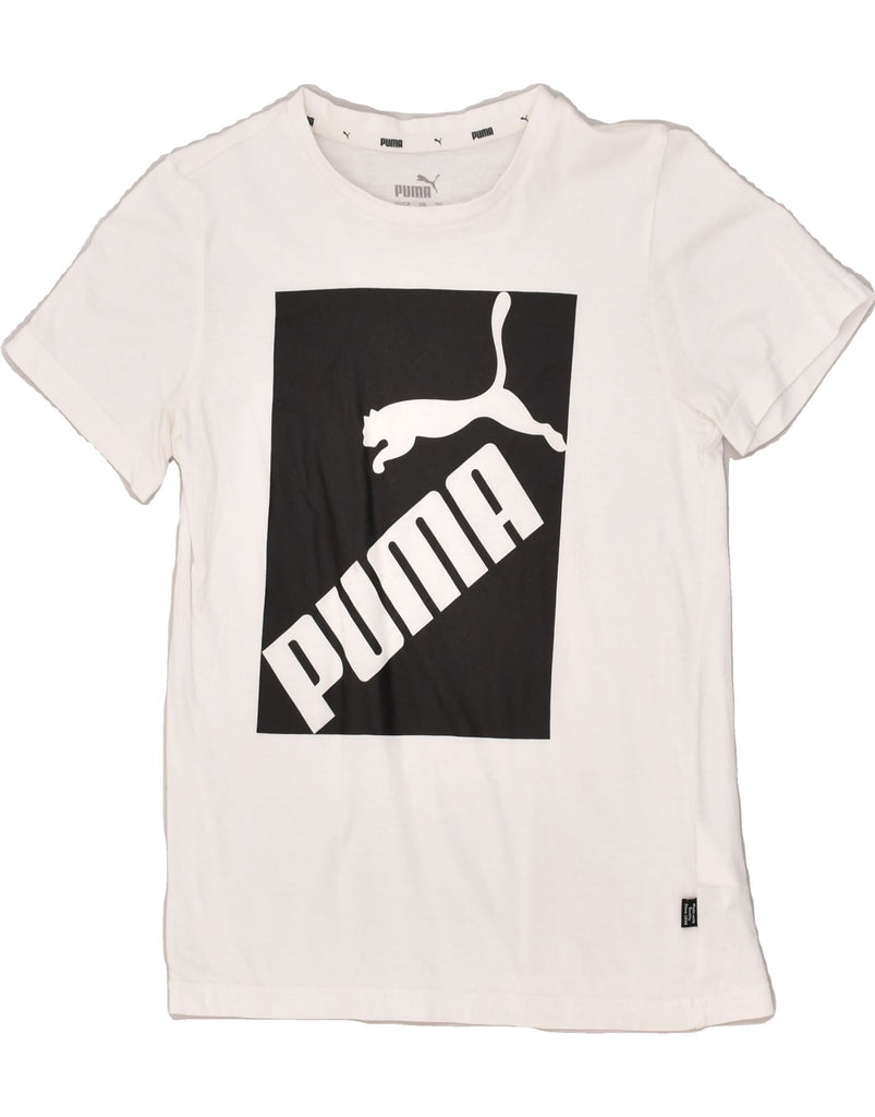 PUMA Boys Graphic T-Shirt Top 9-10 Years White Cotton | Vintage Puma | Thrift | Second-Hand Puma | Used Clothing | Messina Hembry 