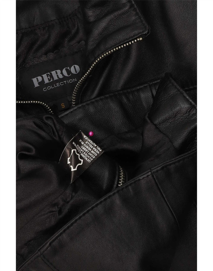 Vintage Womens Leather Jacket UK 10 Small Black Leather