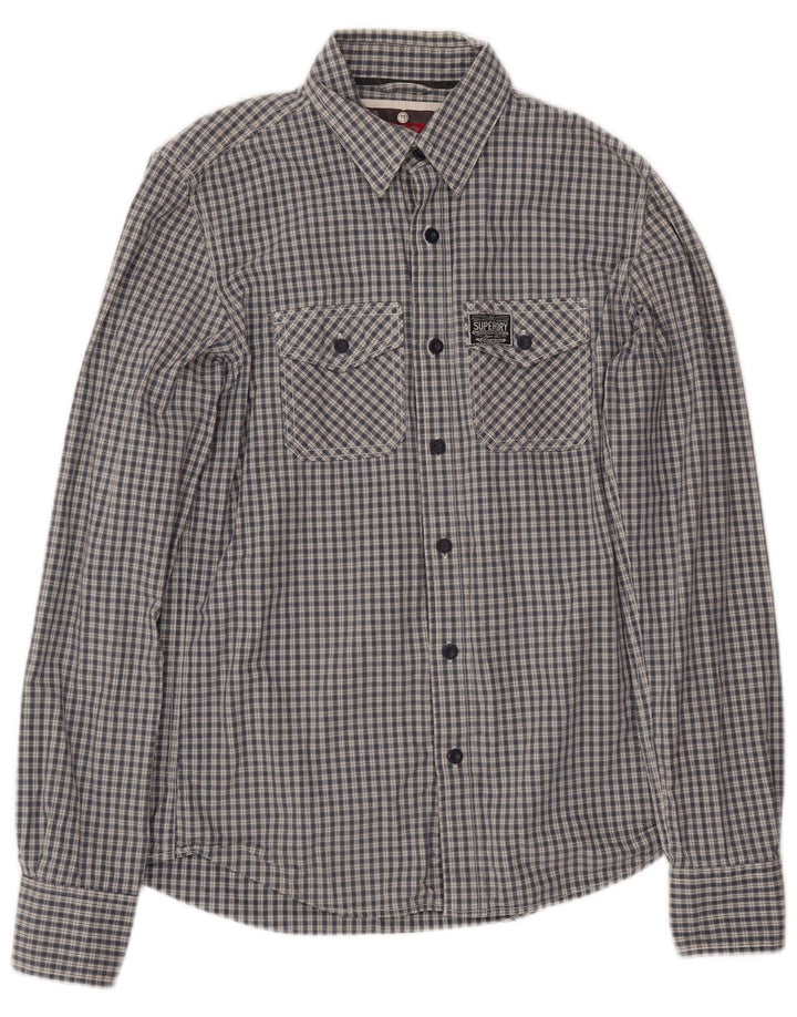 Superdry Mens Shirt Large Blue Check Cotton