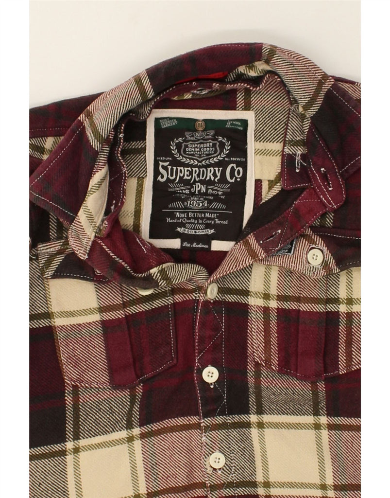 SUPERDRY Mens Flannel Shirt Medium Burgundy Check Cotton | Vintage Superdry | Thrift | Second-Hand Superdry | Used Clothing | Messina Hembry 