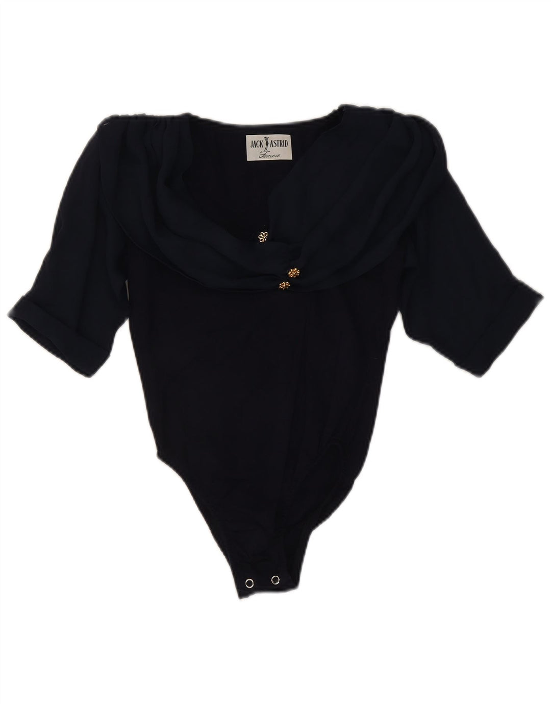 Vintage Womens Bodysuit UK 8 Small Navy Blue Floral