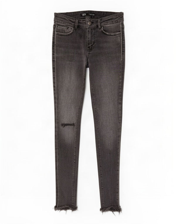 Zara Womens Distressed Skinny Jeans EU 34 2XS W24 L27 Grey Cotton