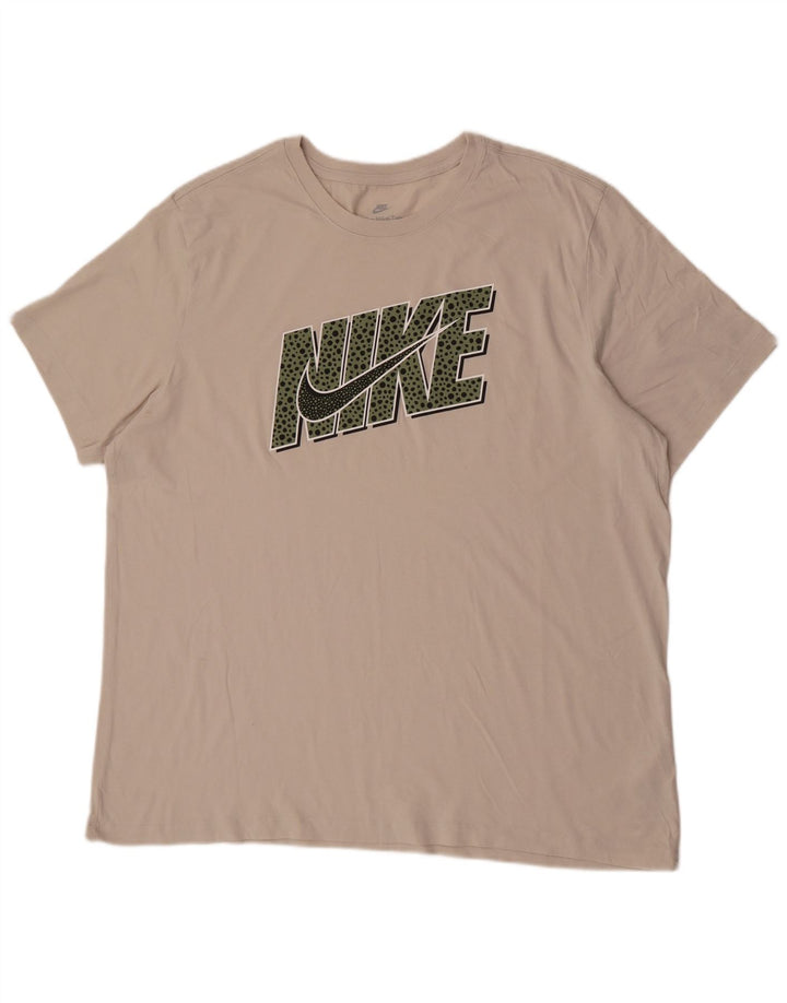 Nike Mens Graphic T-Shirt Top 2XL Beige Cotton