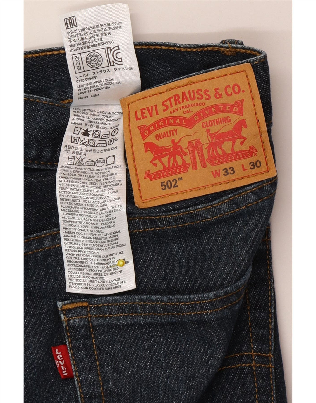 Levi's Mens 502 Tapered Jeans W33 L30 Blue Cotton