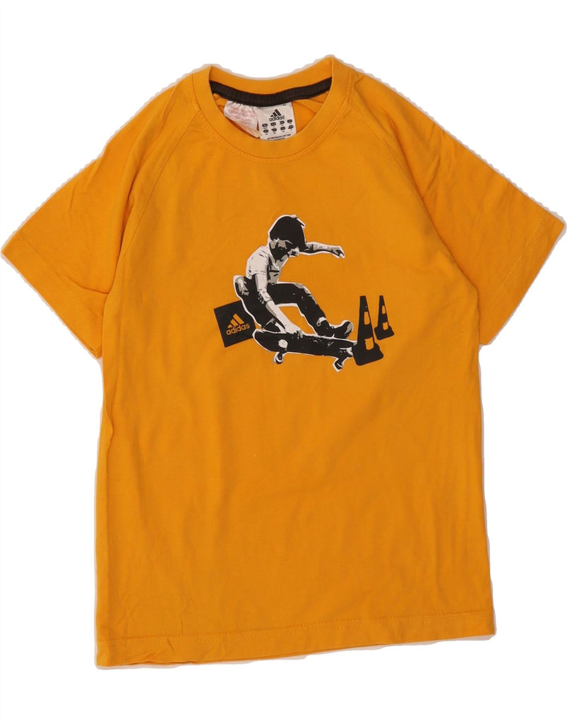 ADIDAS Boys Graphic T-Shirt Top 9-10 Years Yellow Cotton Vintage Adidas and Second-Hand Adidas from Messina Hembry 