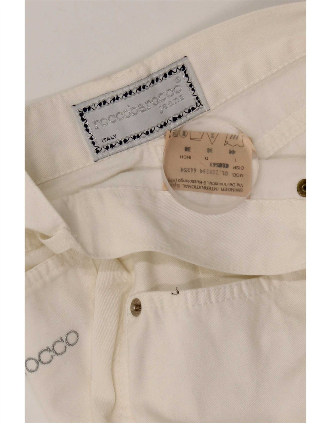 Roccobarocco Womens High Waist Capri Trousers IT 44 Medium W26 L22 White