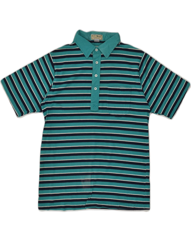 L.L.BEAN Mens Polo Shirt Medium Turquoise Striped Cotton | Vintage L.L.Bean | Thrift | Second-Hand L.L.Bean | Used Clothing | Messina Hembry 