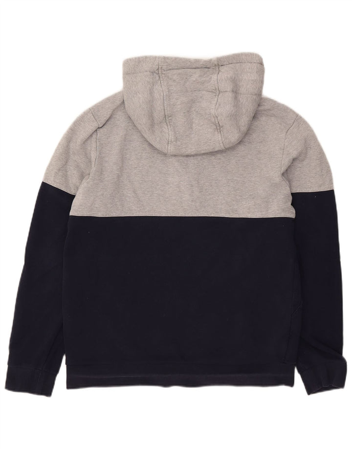 Lacoste Mens Zip Neck Hoodie Jumper Size 4 Medium Navy Blue Colourblock