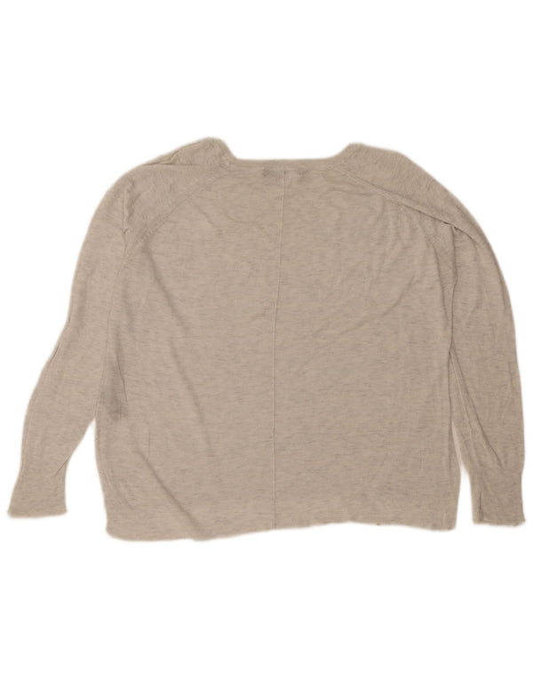 Zara Womens Boat Neck Jumper Sweater UK 16 Large Grey Flecked Viscose