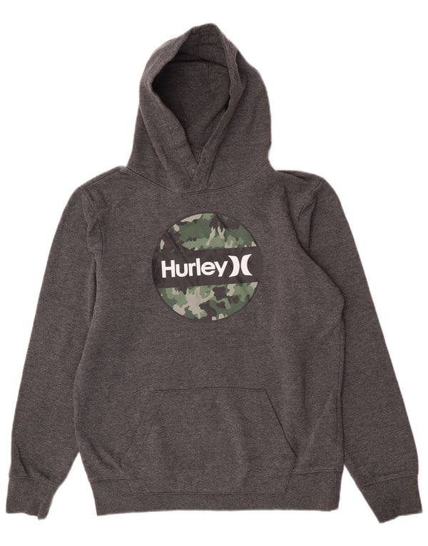 Hurley Boys Graphic Hoodie Jumper 14-15 Years XL Grey Cotton
