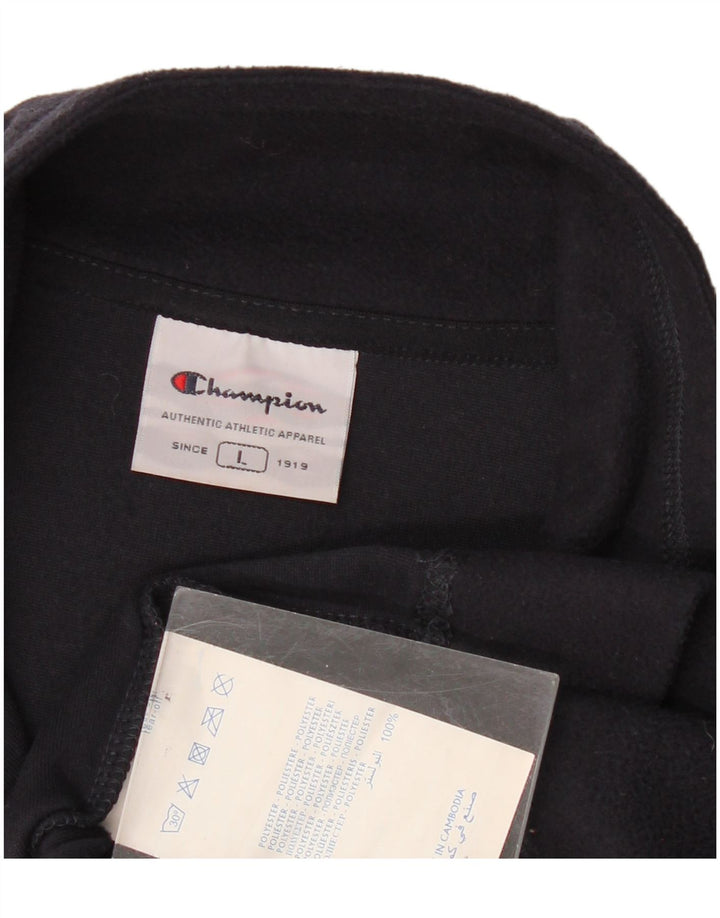 Champion Womens Zip Neck Fleece Jumper UK 16 Large Navy Blue Polyester