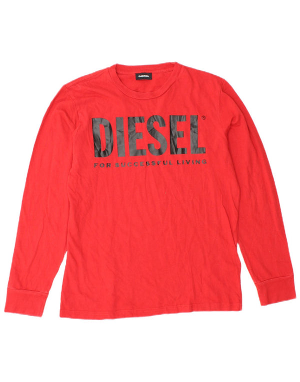 DIESEL Boys Graphic Top Long Sleeve 11-12 Years Red Cotton
