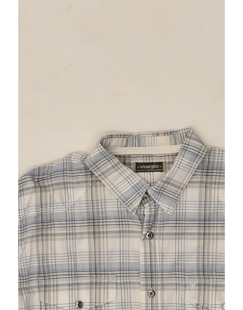 WRANGLER Mens Short Sleeve Shirt Medium Grey Check Cotton | Vintage Wrangler | Thrift | Second-Hand Wrangler | Used Clothing | Messina Hembry 