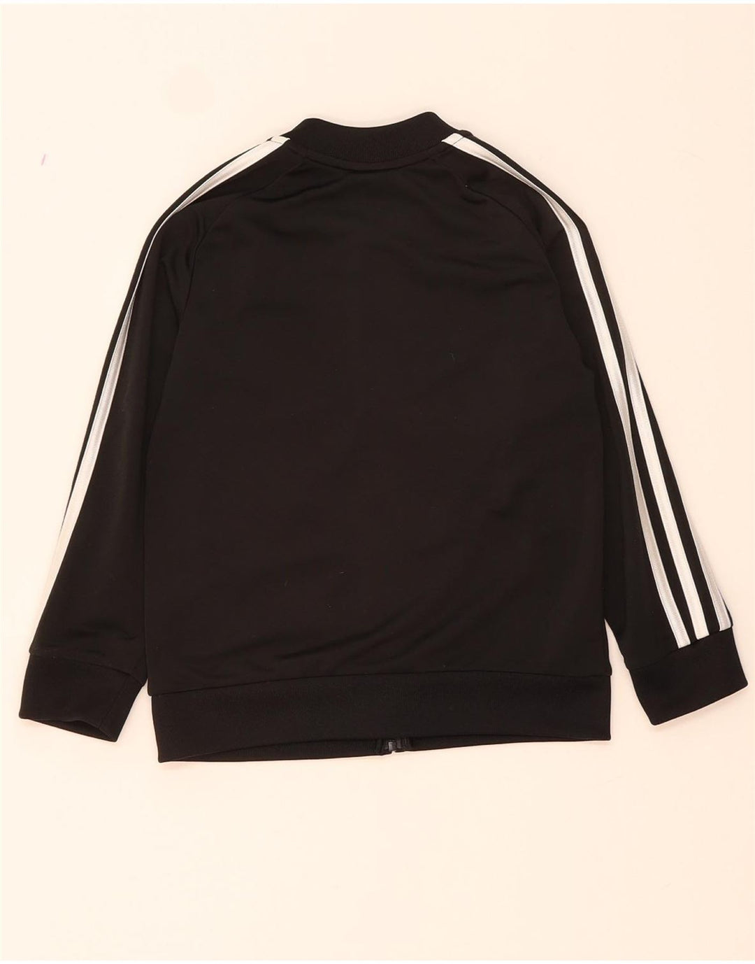 ADIDAS Boys Tracksuit Top Jacket 5-6 Years Black Polyester