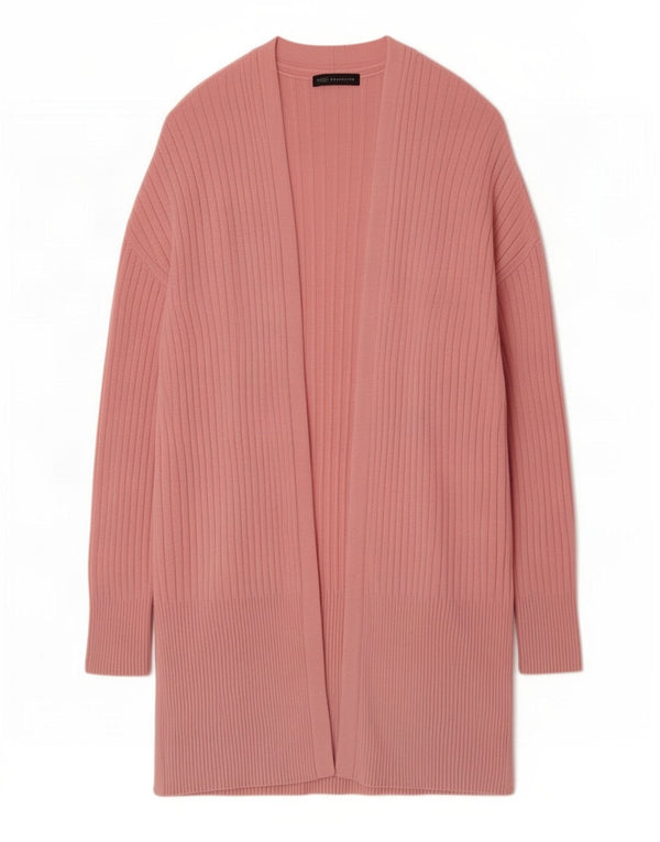 Marks & Spencer Womens Longline Open Cardigan Sweater UK 14 Medium Pink