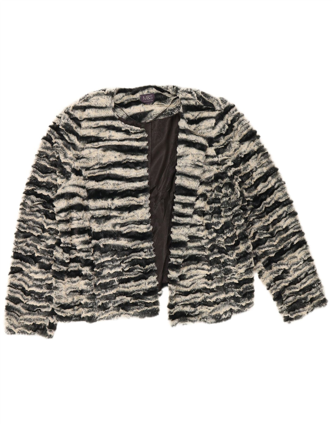 Marks & Spencer Womens Bolero Jacket UK 16 Large Black Animal Print
