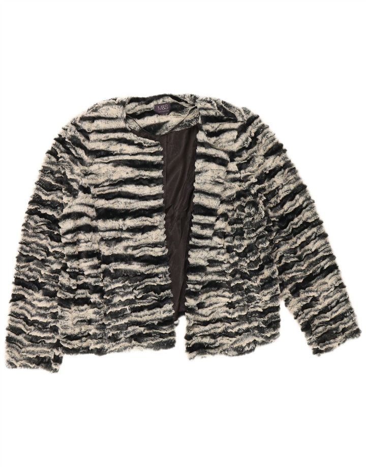 Marks & Spencer Womens Bolero Jacket UK 16 Large Black Animal Print