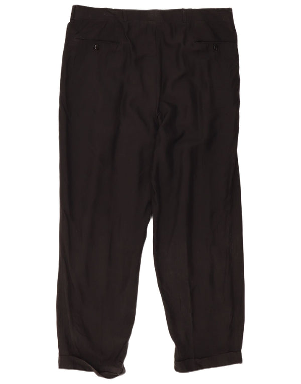 Hugo Boss Mens Pegged Suit Trousers EU 56 3XL W40 L31 Black Silk Classic