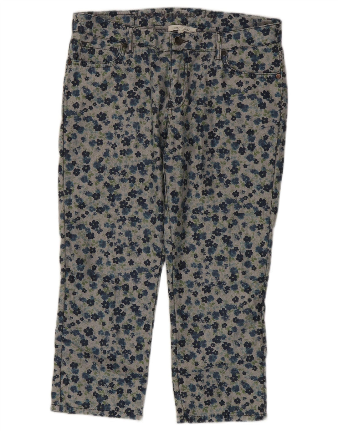White Stuff Womens Capri Jeans UK 12 Medium W30 L21 Grey Floral Cotton
