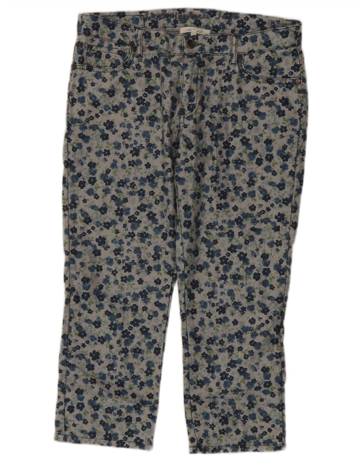 White Stuff Womens Capri Jeans UK 12 Medium W30 L21 Grey Floral Cotton