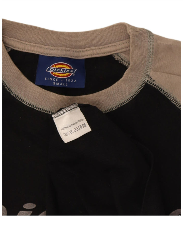 Dickies Mens Graphic Top Long Sleeve Small Black Colourblock Cotton