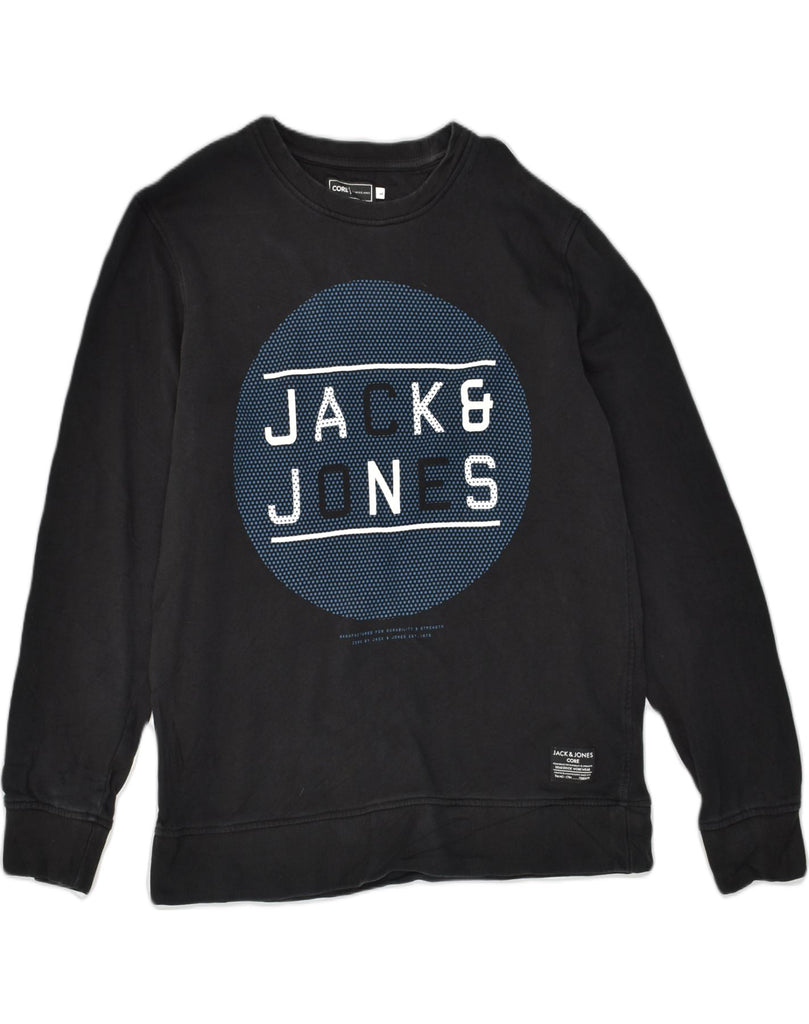 JACK & JONES Mens Graphic Sweatshirt Jumper Large Black Cotton | Vintage Jack & Jones | Thrift | Second-Hand Jack & Jones | Used Clothing | Messina Hembry 