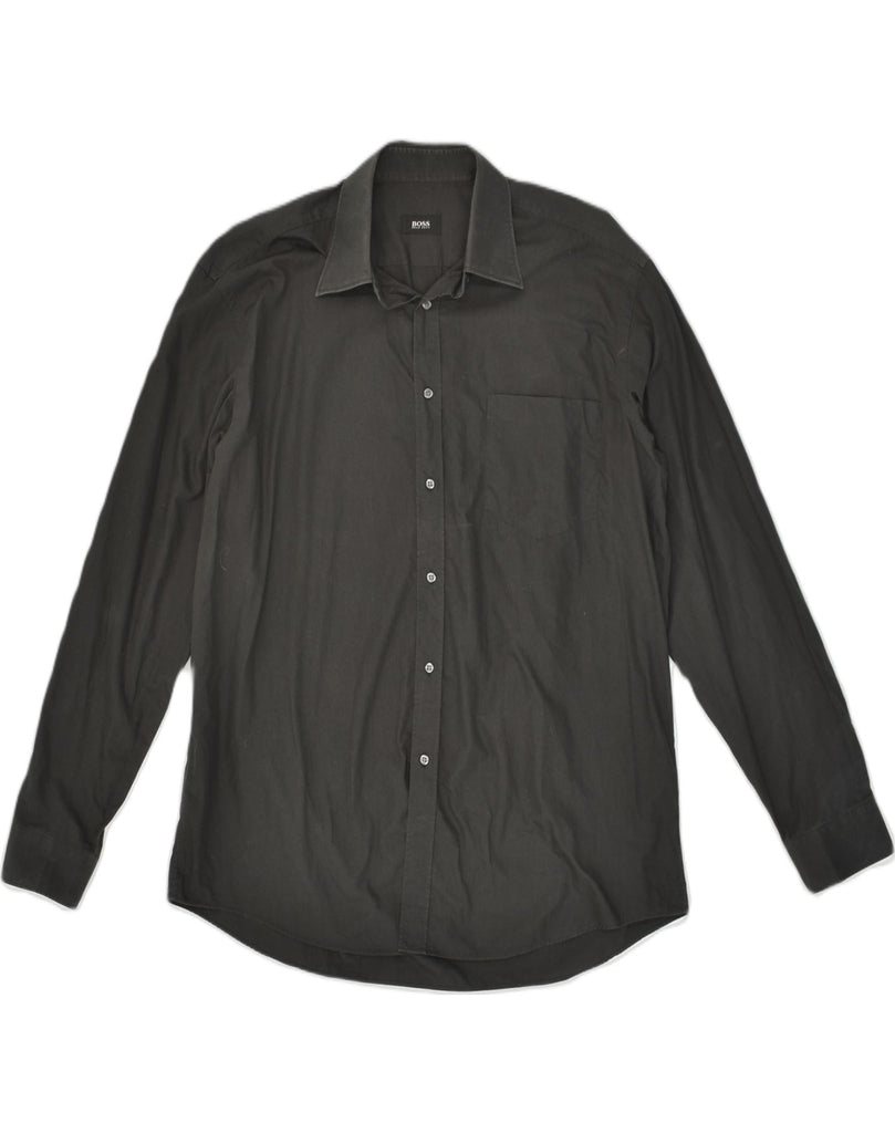 HUGO BOSS Mens Shirt Size 41 16 Large Grey Cotton | Vintage Hugo Boss | Thrift | Second-Hand Hugo Boss | Used Clothing | Messina Hembry 