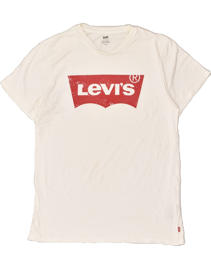 LEVI'S Mens Slim Graphic T-Shirt Top Large White Cotton | Vintage Levi's | Thrift | Second-Hand Levi's | Used Clothing | Messina Hembry 