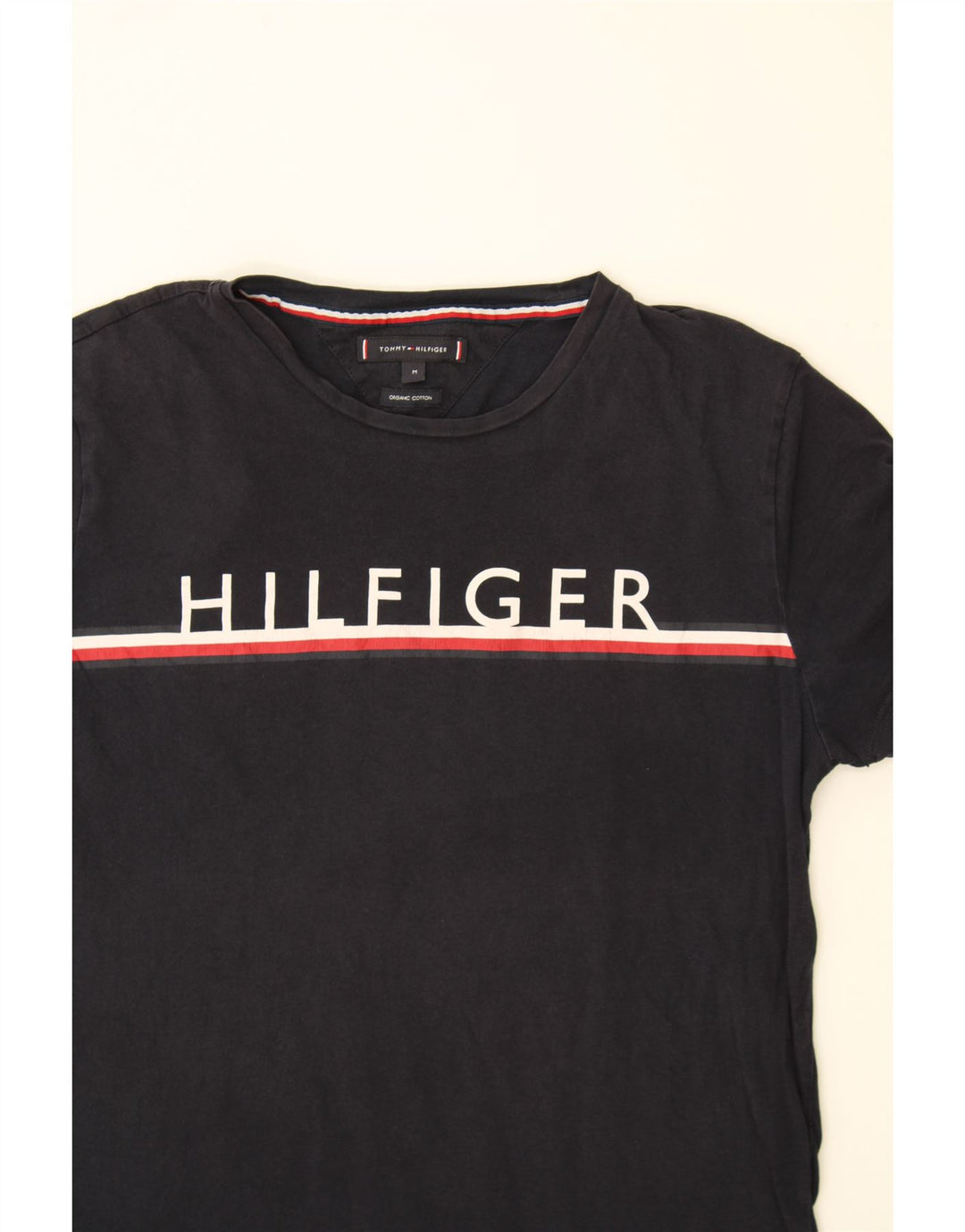 TOMMY HILFIGER Mens Graphic T-Shirt Top Medium Black Cotton Vintage Tommy Hilfiger and Second-Hand Tommy Hilfiger from Messina Hembry 