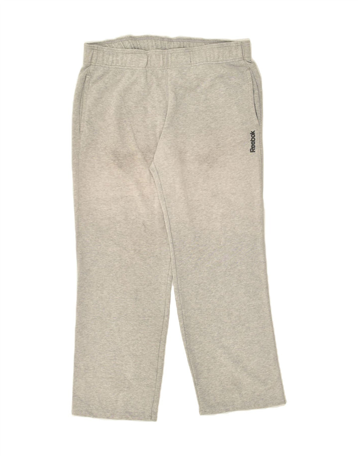 REEBOK Womens Tracksuit Trousers UK 14 Large Grey Cotton | Vintage Reebok | Thrift | Second-Hand Reebok | Used Clothing | Messina Hembry 