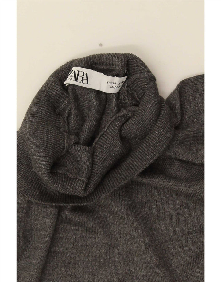 Zara Womens Oversized Turtle Neck Jumper Sweater UK 14 Medium Grey