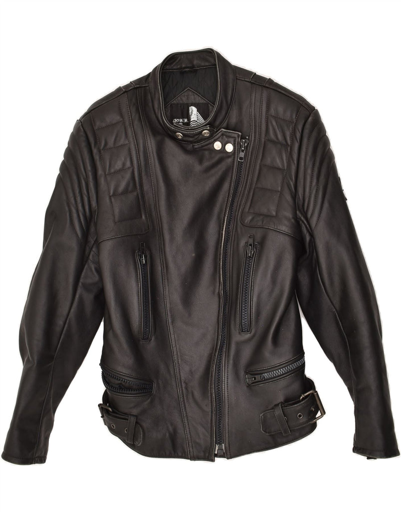 KRAWEHL Womens Leather Jacket IT 42 Medium Black Leather | Vintage Krawehl | Thrift | Second-Hand Krawehl | Used Clothing | Messina Hembry 