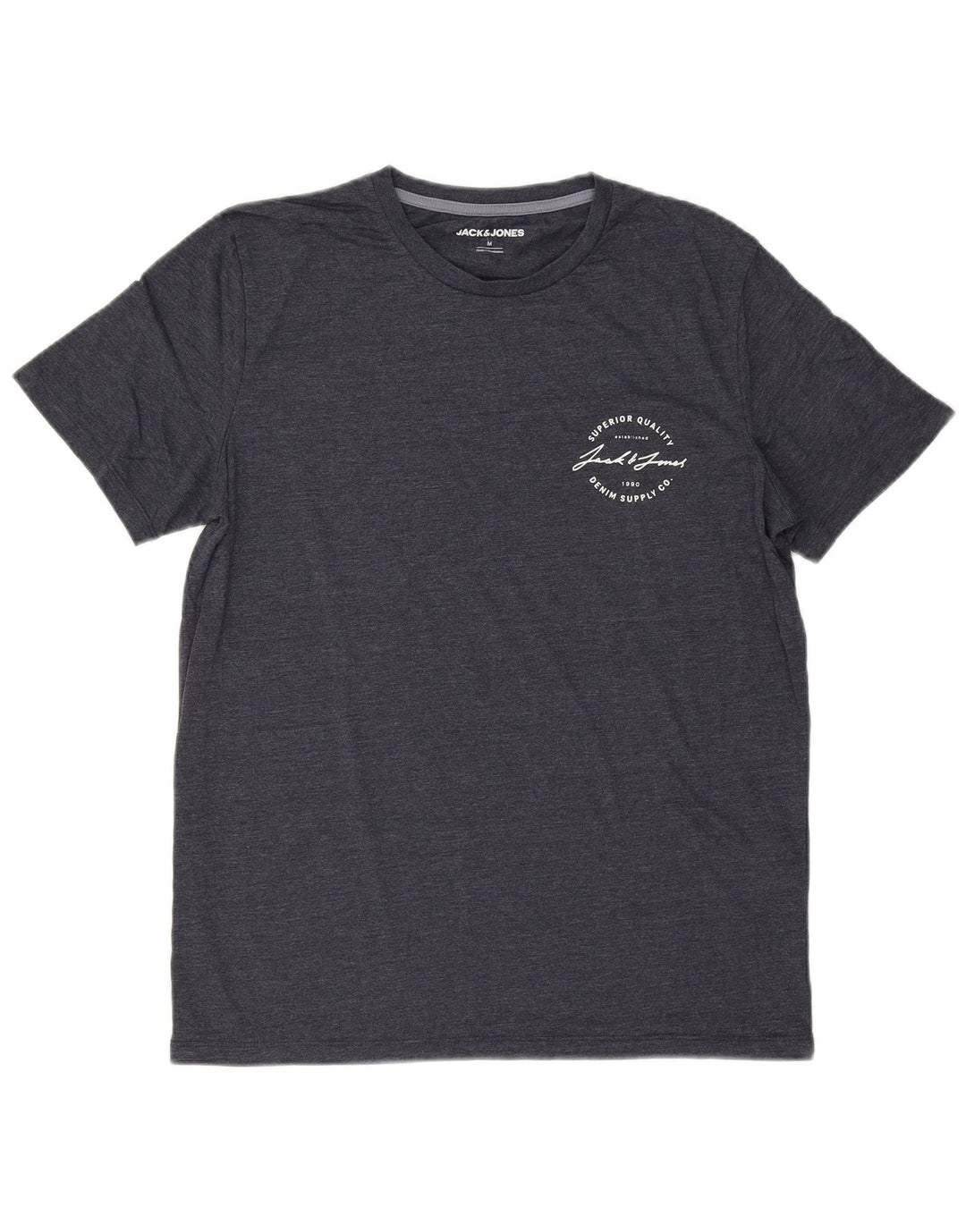 Jack & Jones Mens T-Shirt Top Medium Navy Blue Cotton
