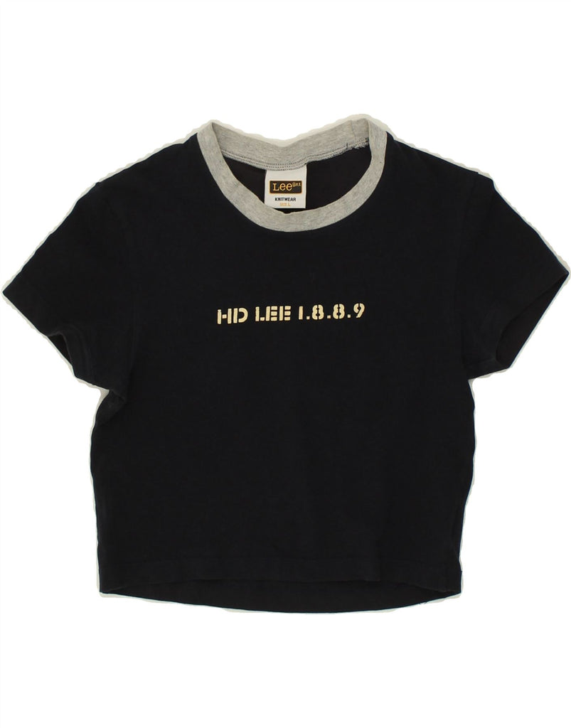 LEE Girls Crop Graphic T-Shirt Top 10-11 Years Large Navy Blue Cotton Vintage Lee and Second-Hand Lee from Messina Hembry 