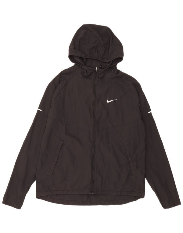 Nike Womens Running Hooded Tracksuit Top Jacket UK 14 Medium Black