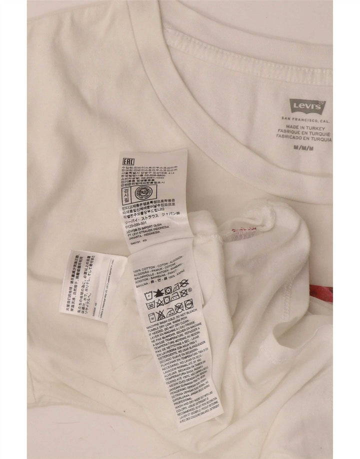 Levi's Womens Graphic T-Shirt Top UK 12 Medium White Cotton