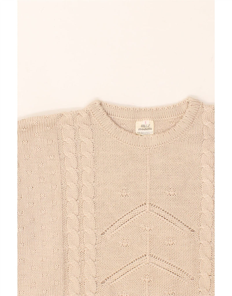 VINTAGE Womens Crew Neck Jumper Sweater UK 16 Large Beige Wool Vintage Vintage and Second-Hand Vintage from Messina Hembry 