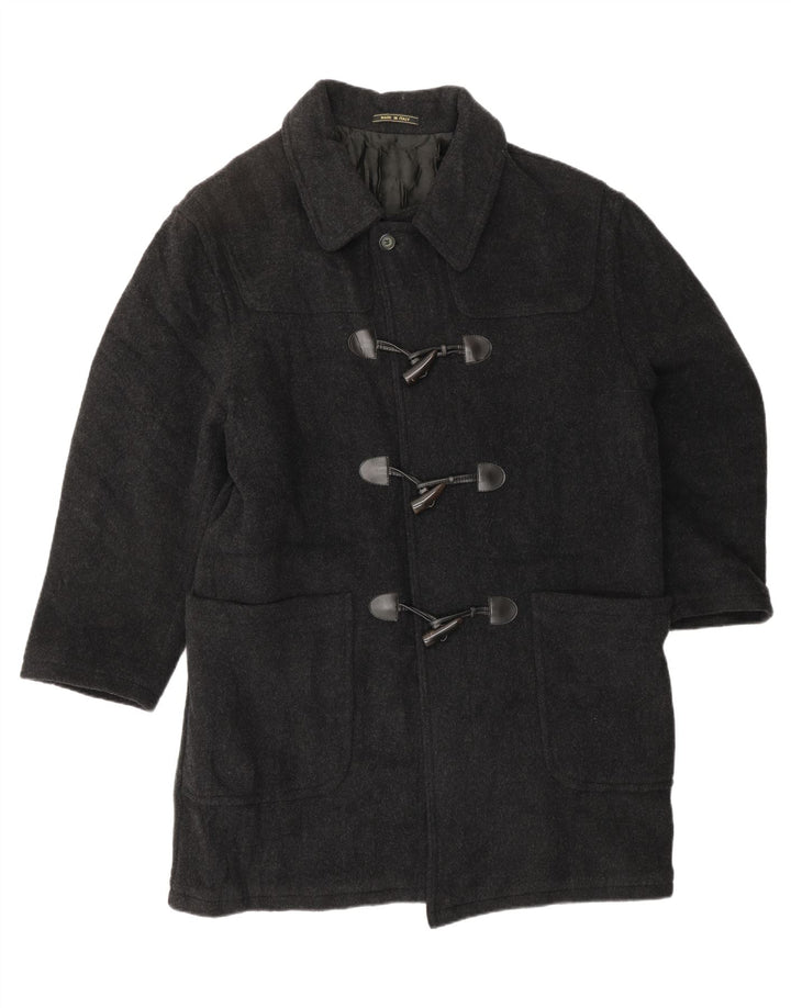 VINTAGE Mens Duffle Coat UK 46 3XL Grey Wool
