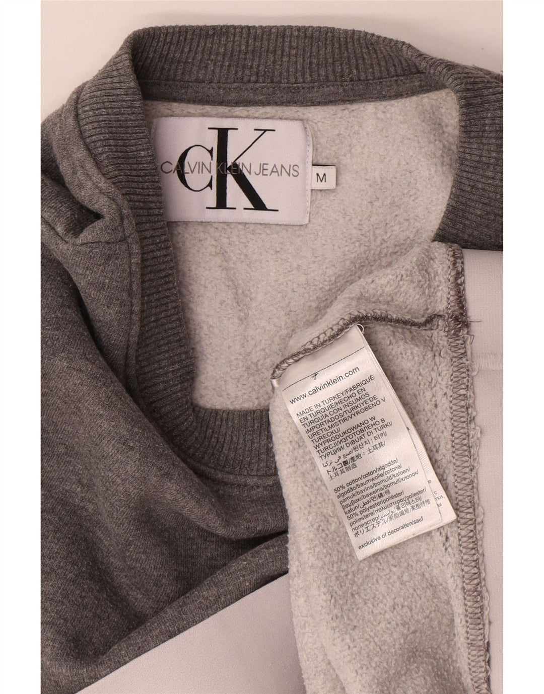 Calvin Klein Jeans Womens Crop Sweatshirt Jumper UK 14 Medium Grey