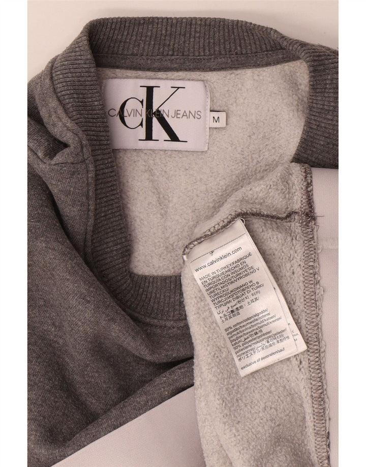 Calvin Klein Jeans Womens Crop Sweatshirt Jumper UK 14 Medium Grey