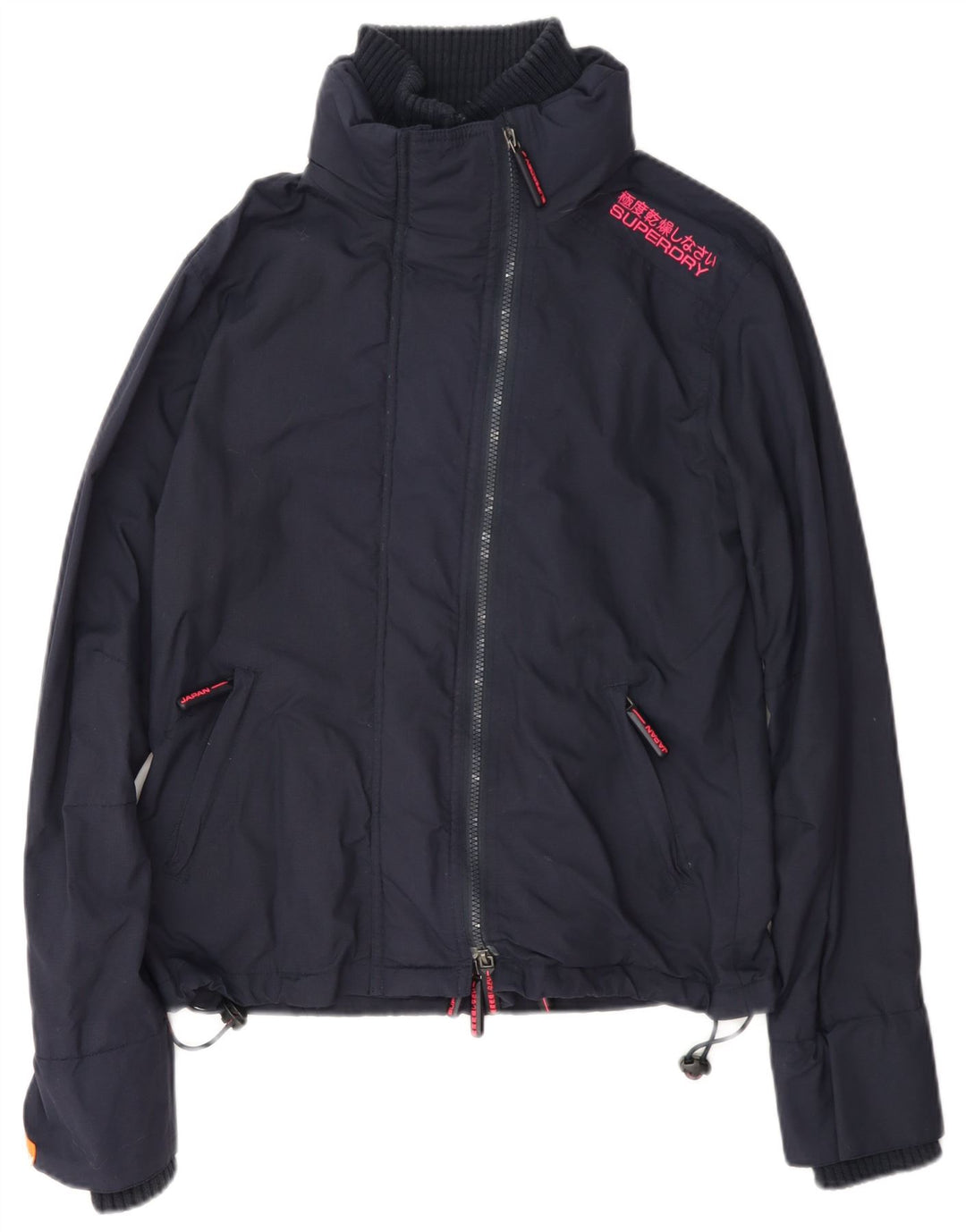 Superdry Womens Rain Jacket UK 14 Medium Navy Blue Nylon