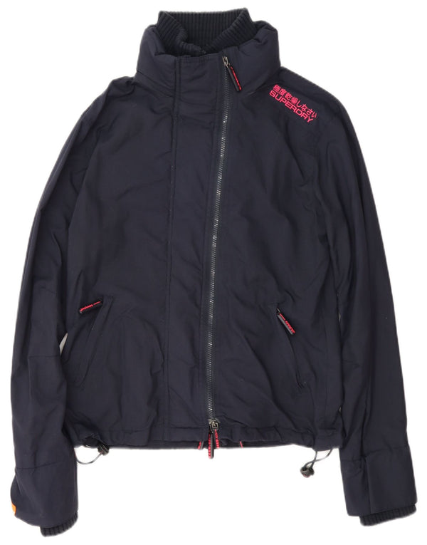 Superdry Womens Rain Jacket UK 14 Medium Navy Blue Nylon